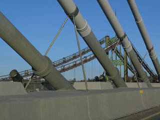 new bridge and old rusty bridge