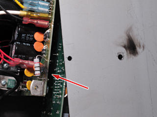 Burnt area on bottom plate