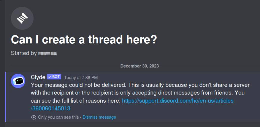 Cannot send to my own thread!