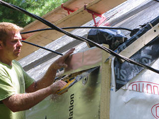 Angle cut to foam at roof transition