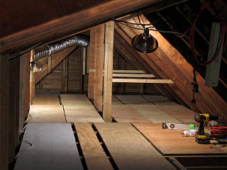 Attic floor and storage crib