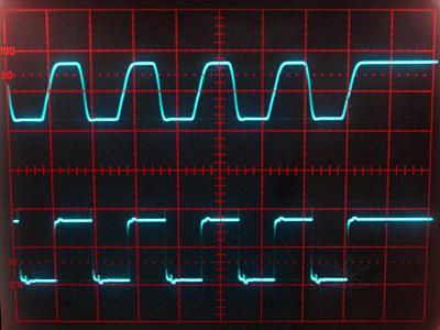 Midpoint of long cable, terminated 120 ohms