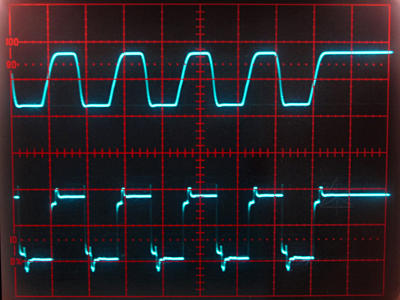 Midpoint of long cable, terminated LED