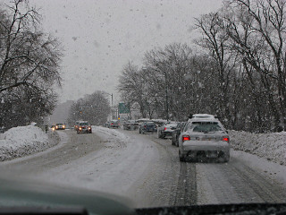 huge snowflakes coming down on the ride home