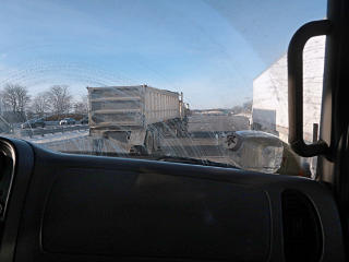 Two trucks passing ours