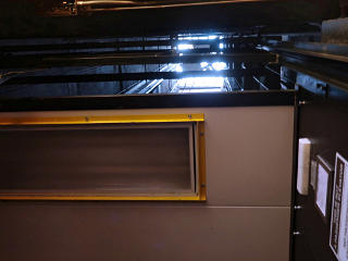 Daylight view up the elevator shaft