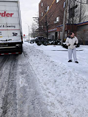 Ice ridge in front of loading dock