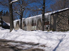 Ice layer on a church building