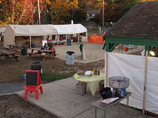 Repositioned games tent