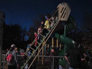 Big backup at the slide