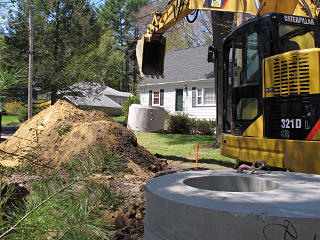 Basin part floating on long extension