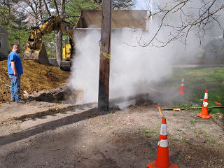 Dust cloud from gravel dump