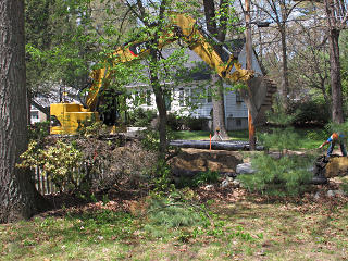 Structure lowered into hole