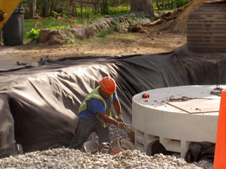 Knocking out concrete from new hole