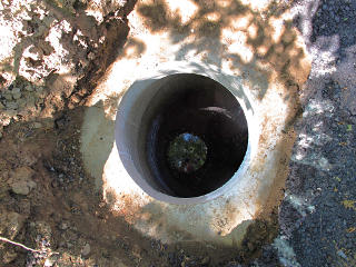 Down into catch basin