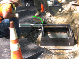 Drain grate frame at correct grade