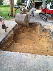 Digging to find water leaks