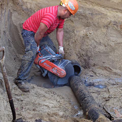 Pipe finally falls away