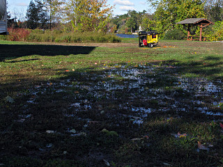 Generator on high ground clear of swampy place